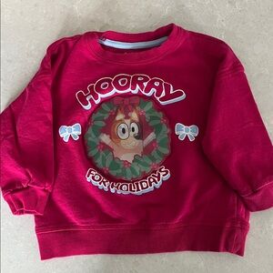Bluey and Bingo festive holiday sweatshirt size 2T 100% cotton dark pink